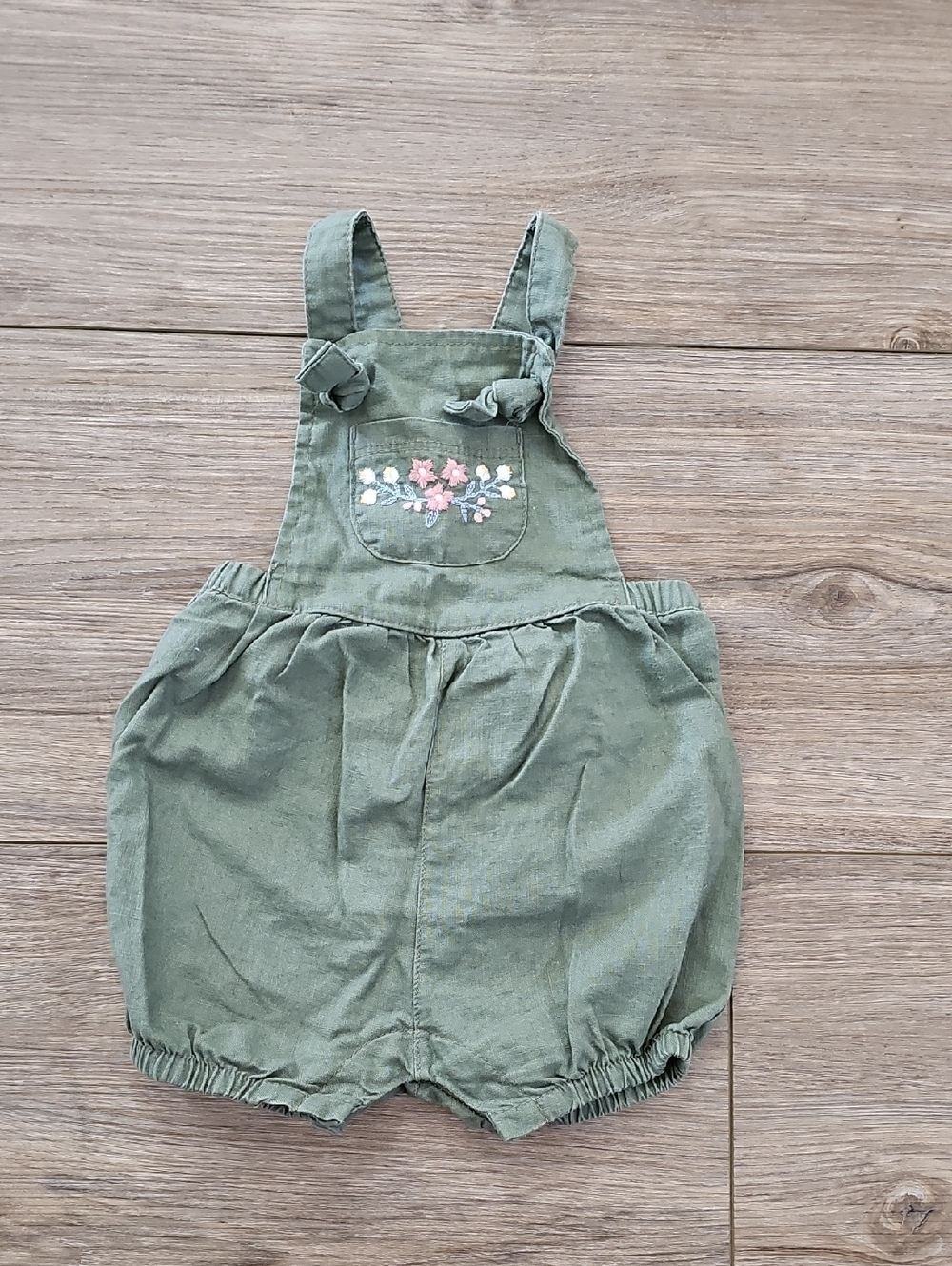 Carter's Olive Green Floral Embroidered Baby Romper
